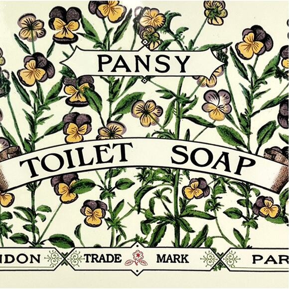 Vintage Pansy Toilet Soap Porcelain Enamelware Serving Tray - Picture 2 of 6